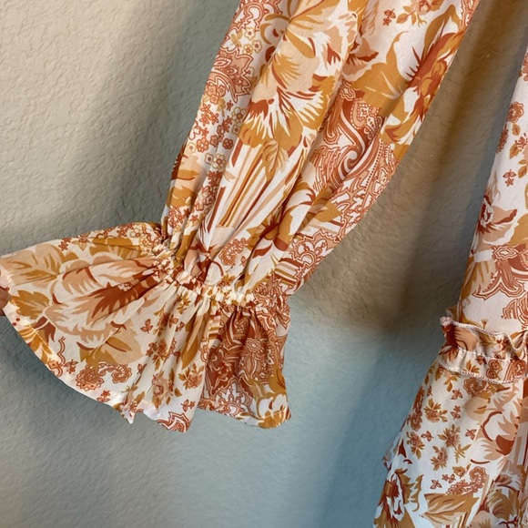 FLYING TOMATO WOMEN'S FLORAL PRINT LONG SLEEVE MINI DRESS L - Picture 8 of 12